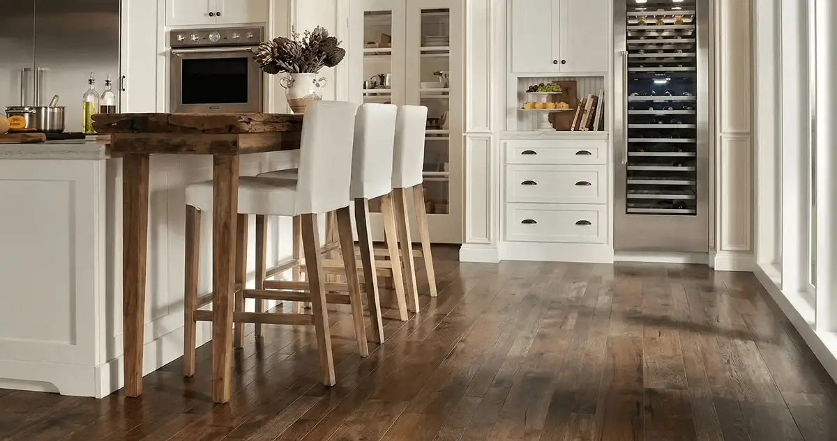 Professionally installed and refinished hardwood flooring in a residential home, showcasing smooth finish and natural wood tones in Mobile, AL